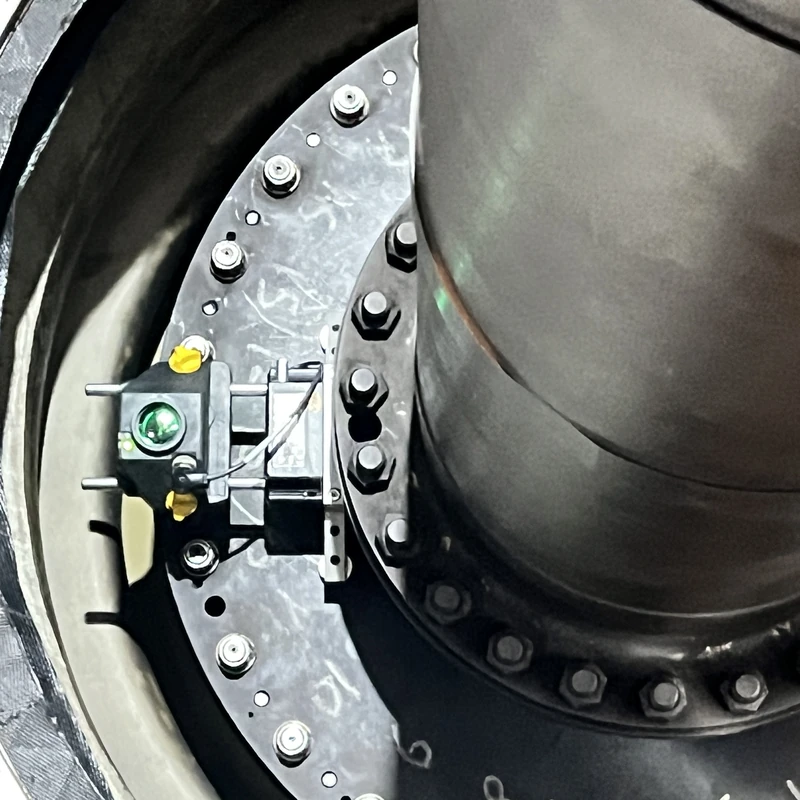Borescope camera view inside a gas turbine
