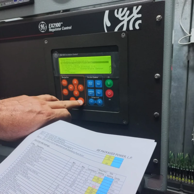 GE EX2100 regulator control panel